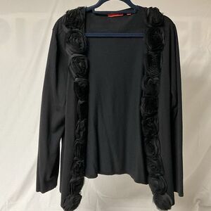 Red Brand Black Cardigan‎ With Rosette Trim Size 2X